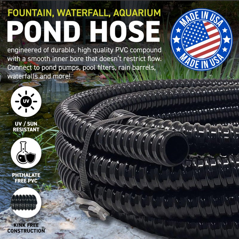 Sealproof Kinkproof 1-1/2" Dia Waterfall, Pond Tubing, 1-1/2-Inch ID, 20 FT, Black Corrugated PVC Strong Flexible Tubing, Made in USA - Image 3