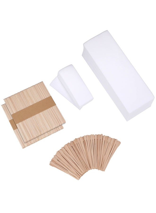 Yaomiao Wax Strips Kit, 250 Pieces Includes Waxing Strips and Smooth Wax Applicator Sticks for Women Men Body Skin Hair Removal (White) - Image 1
