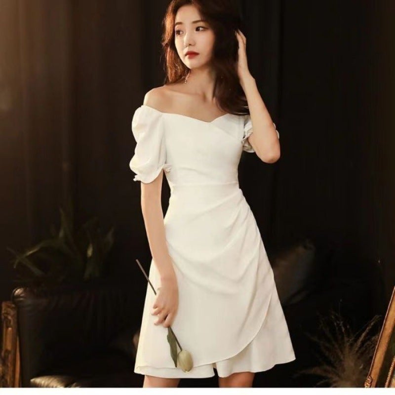Zz Graduation Season Dress White Dress Womens Skirt French Accessible Luxury Dress Banquet Elegant Short Evening Dress White