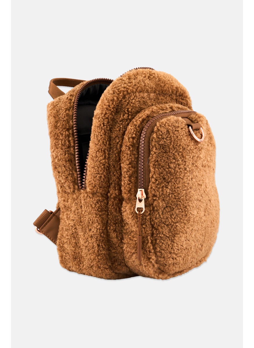 Danskin Women Textured Mini Backpack 25 H x 22 L x 8 W cm, Brown  - Image 3