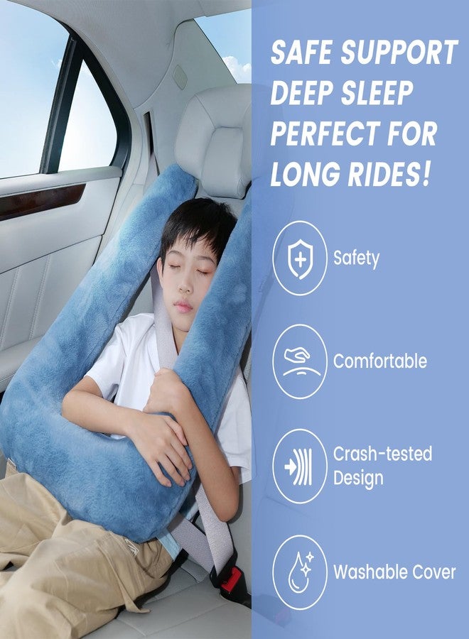 Keemall Car Pillow for Kids, Professional Kids Car Pillow for Sleeping Inflatable Carseat Travel - Safe, Reliable - Travel Pillows for Kid Adult Car Seats Blue - Image 3