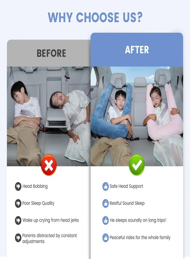 Keemall Car Pillow for Kids, Professional Kids Car Pillow for Sleeping Inflatable Carseat Travel - Safe, Reliable - Travel Pillows for Kid Adult Car Seats Blue - Image 2