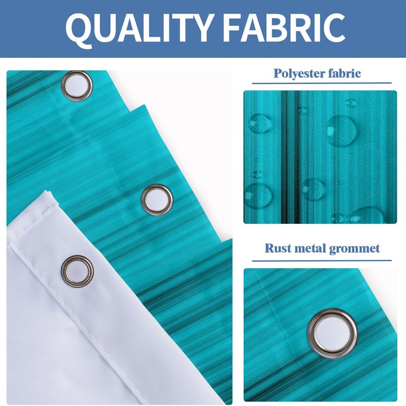 AAtter Teal Shower Curtain Black Modern Gothic Goth Abstract Mens Boy Turquoise Aqua Ombre Blue Cool Anime Masculine Minimalist Dark Home Bathroom Decor Bathtub Set with 12 Hooks, 60x72 Inch, Gradient - Image 3