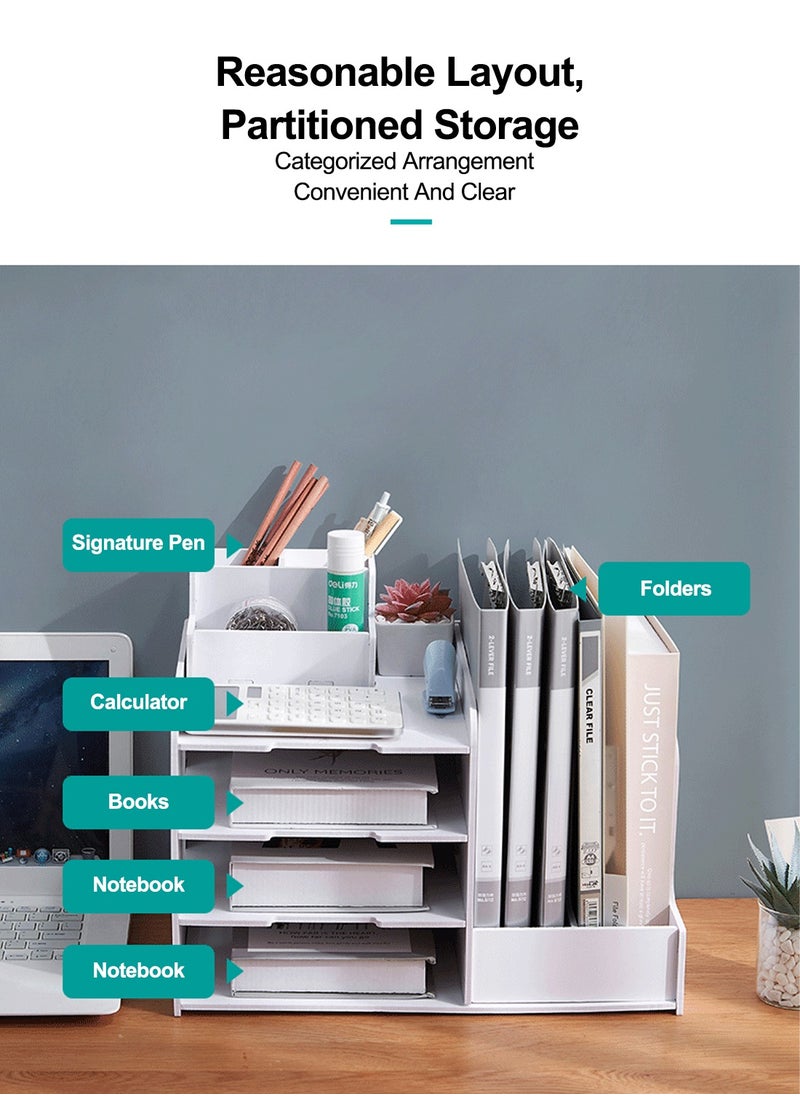 Desktop Book Organizer Shelf Multilayer Book Stand Office A4 Classification Data Rack Drawer Organizing File Rack Shelf