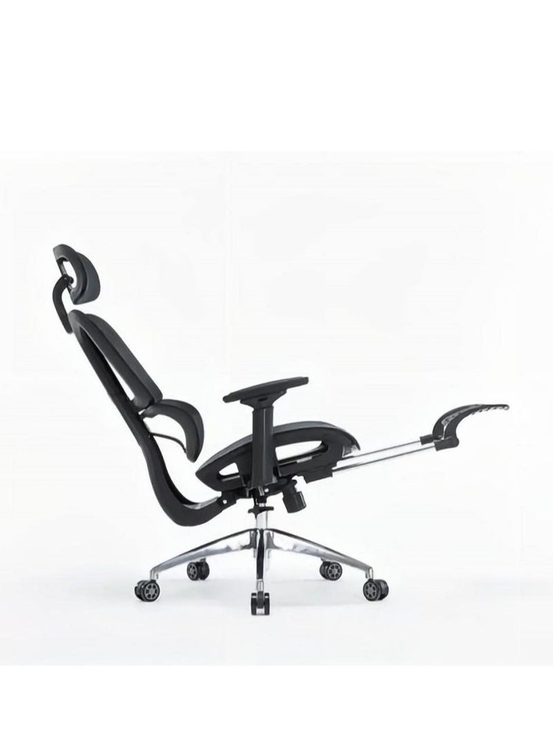 كول بيبي كرسي مكتب مريح، كرسي مكتب منزلي، كرسي شبكي مريح وجيد التهوية، كرسي كمبيوتر عالي الظهر بوسادة سميكة مع مسند رأس ومساند ذراع ثلاثية الأبعاد، كرسي ألعاب منزلي قابل لتعديل الارتفاع (رمادي) - Image 4