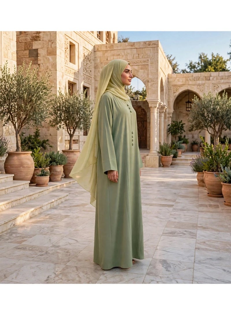 IKKXA Front Buttoned Panel Structured A Line Abaya - Image 3