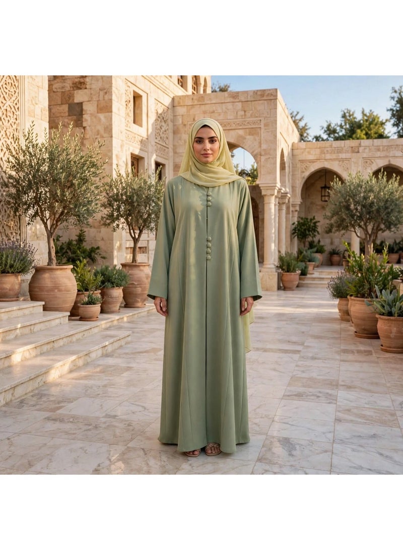 IKKXA Front Buttoned Panel Structured A Line Abaya - Image 1