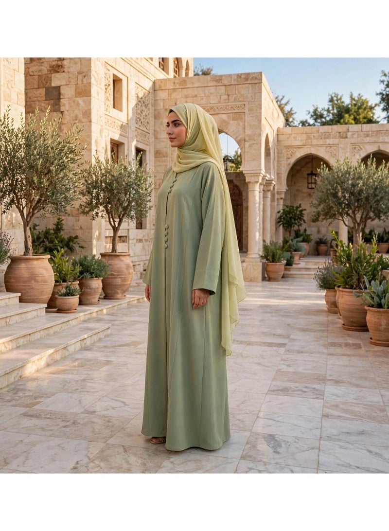 IKKXA Front Buttoned Panel Structured A Line Abaya - Image 4