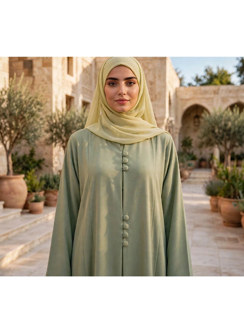IKKXA Front Buttoned Panel Structured A Line Abaya - Image 5
