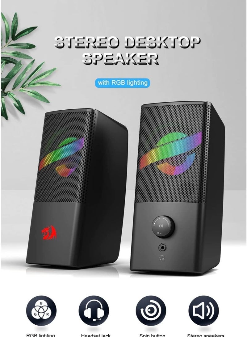 Redragon GS530 Air Gaming Speaker - RGB backlight - Power on off/Volume Control - USB + 3.5mm - Image 2