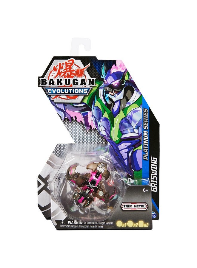 BAKUGAN Bakugan Evolutions, Griswing, Platinum Series True Metal Bakugan, 2 BakuCores and Character Card, Kids Toys for Boys, Ages 6 and Up  - Image 1