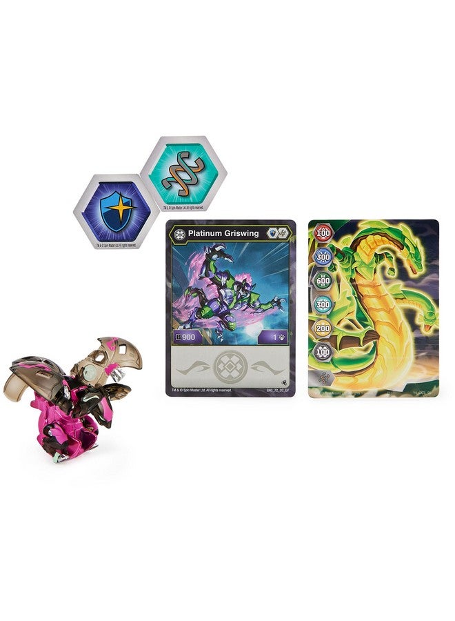 BAKUGAN Bakugan Evolutions, Griswing, Platinum Series True Metal Bakugan, 2 BakuCores and Character Card, Kids Toys for Boys, Ages 6 and Up  - Image 2