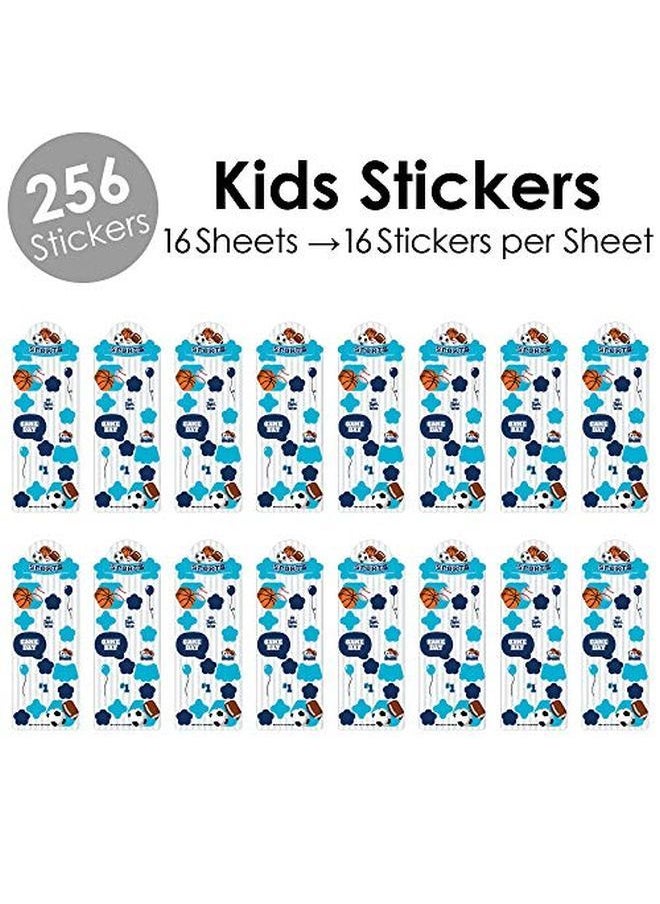 Big Dot of Happiness Go Fight Win Sports Birthday Party Favor Kids Stickers 16 Sheets 256 Stickers  - Image 2