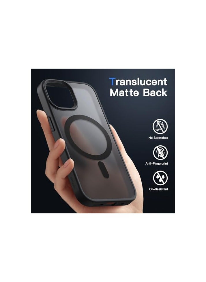 JETech Magnetic Case for iPhone 15 Plus 6.7-Inch Compatible with MagSafe, Translucent Matte Back Slim Shockproof Phone Cover (Black) - Image 2