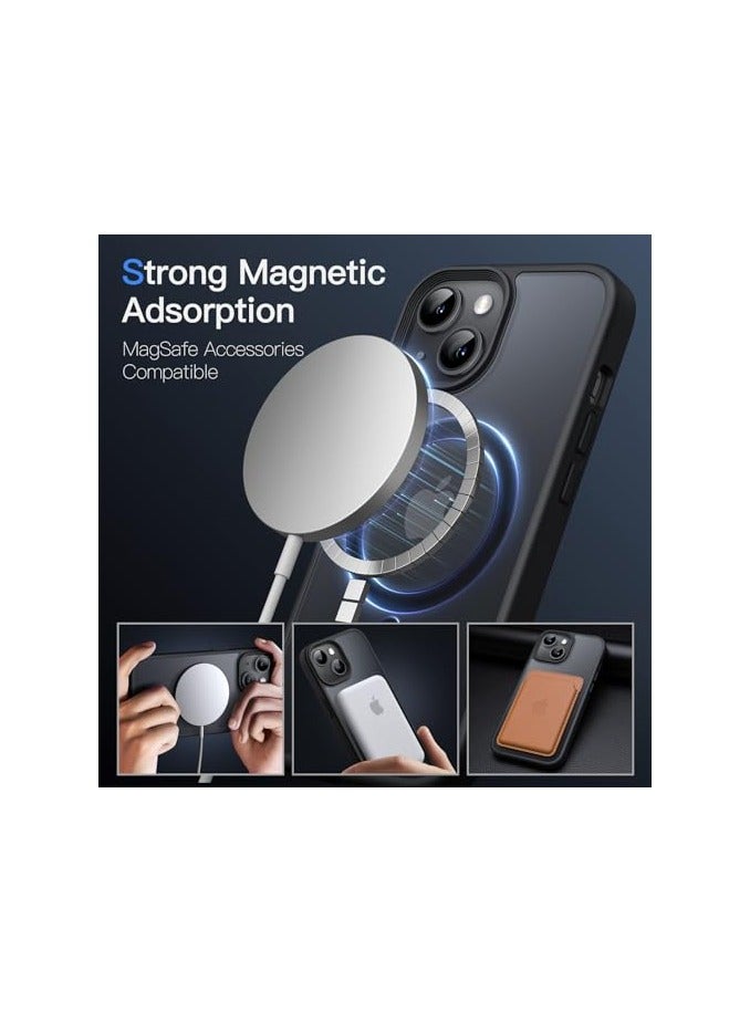 JETech Magnetic Case for iPhone 15 Plus 6.7-Inch Compatible with MagSafe, Translucent Matte Back Slim Shockproof Phone Cover (Black) - Image 3