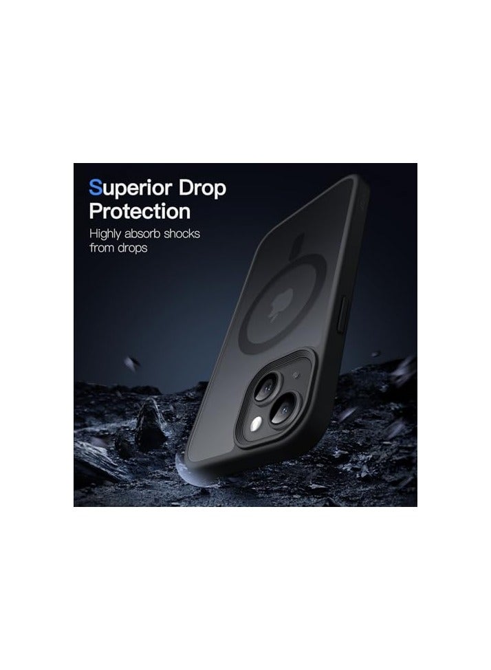 JETech Magnetic Case for iPhone 15 Plus 6.7-Inch Compatible with MagSafe, Translucent Matte Back Slim Shockproof Phone Cover (Black) - Image 5