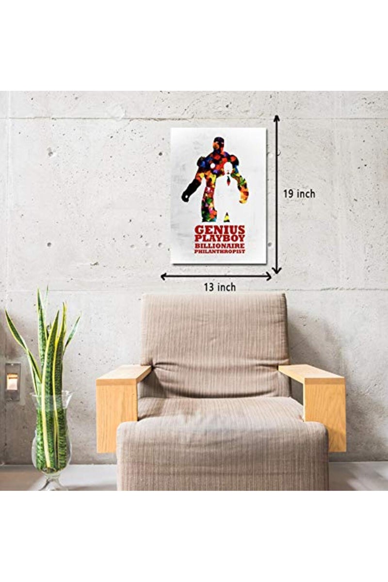 GRAY WALL ALAYRA Iron Man Pop Art Poster For Room & Office (13 Inch X 19 Inch, Multicolour) - Image 2
