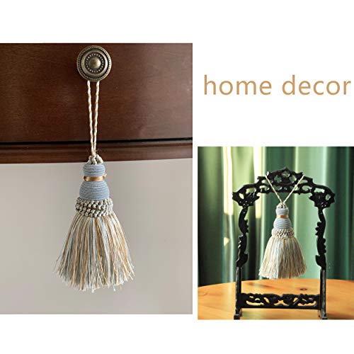 BEL AVENIR Mix Blue Tassels Key Tassel with Loops Handmade Craft Charms DIY Accessories Elegant Soft Making Curtain Home Decoration (Mix Blue, 2 pcs) - Image 4