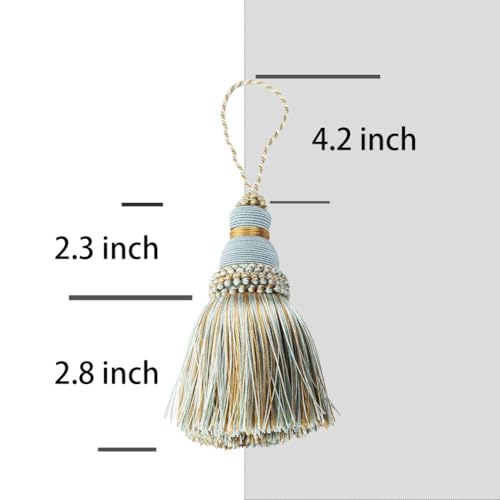 BEL AVENIR Mix Blue Tassels Key Tassel with Loops Handmade Craft Charms DIY Accessories Elegant Soft Making Curtain Home Decoration (Mix Blue, 2 pcs) - Image 2