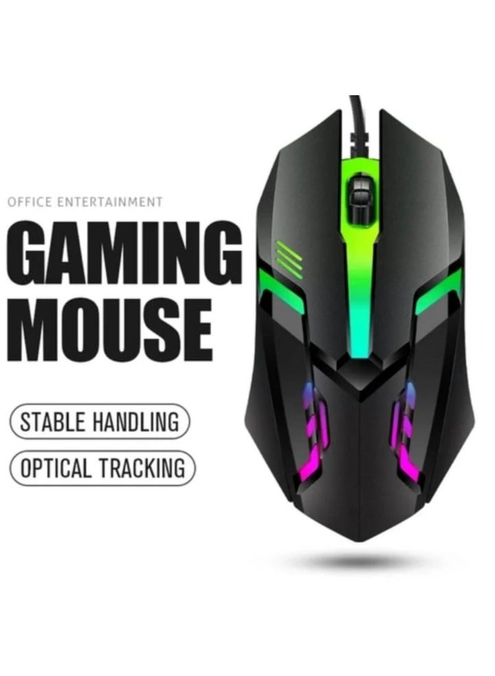 AOAS Gaming Mouse, 1200 DPI Optical Mouse with RGB Backlit ,Wired USB Ergonomic Design, Anti-Slip Foot Pad, Wear-Resistant, USB Wired, 3-Gear Adjustable DPI, Non-Slip Roller - Image 1