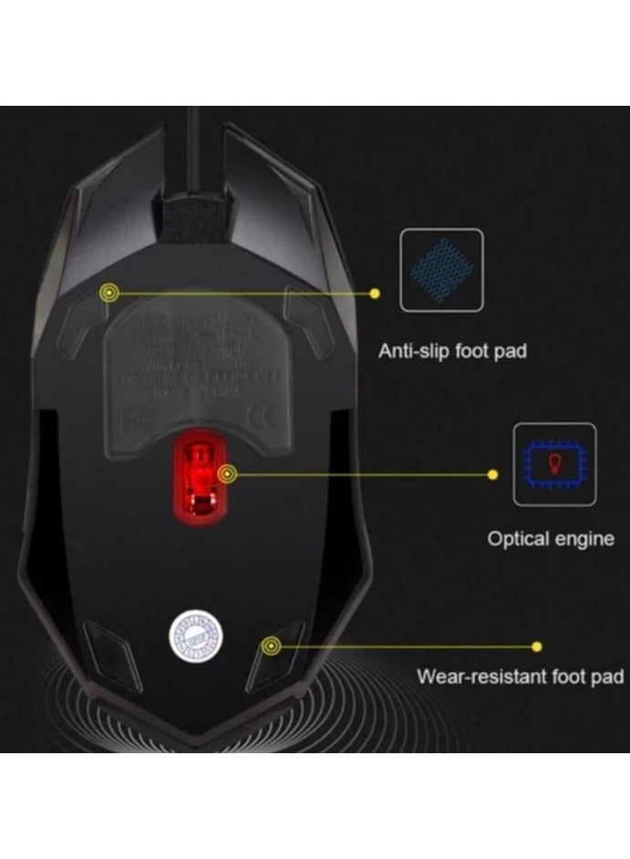AOAS Gaming Mouse, 1200 DPI Optical Mouse with RGB Backlit ,Wired USB Ergonomic Design, Anti-Slip Foot Pad, Wear-Resistant, USB Wired, 3-Gear Adjustable DPI, Non-Slip Roller - Image 4