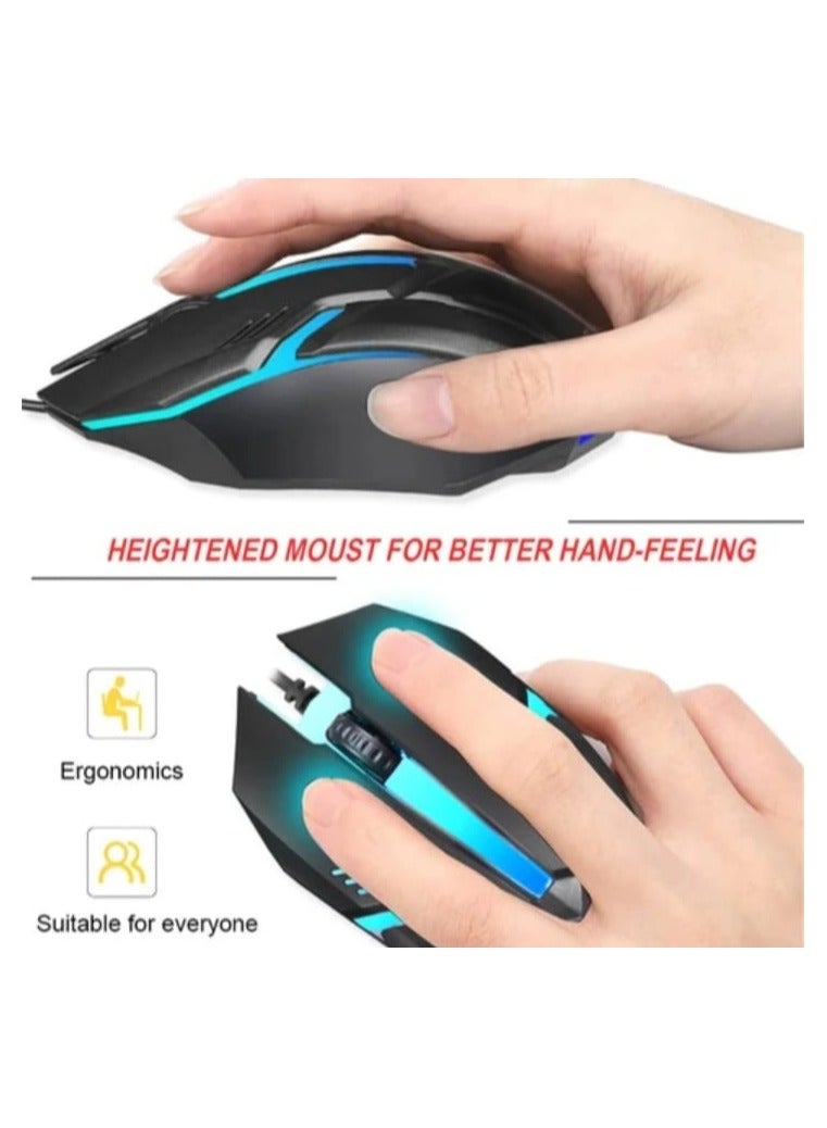 AOAS Gaming Mouse, 1200 DPI Optical Mouse with RGB Backlit ,Wired USB Ergonomic Design, Anti-Slip Foot Pad, Wear-Resistant, USB Wired, 3-Gear Adjustable DPI, Non-Slip Roller - Image 5