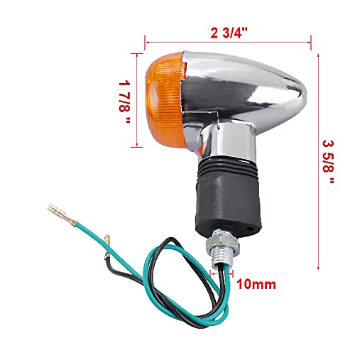 Anxingo 4PCS 12V Motorcycle Turn Signals Amber Chrome Bullet Front Rear Turn Signal Blinker Indicator Light Replacement for Kawasaki Honda Harley Suzuki Yamaha Motorcycle Cruiser Bobber Chopper - Image 2