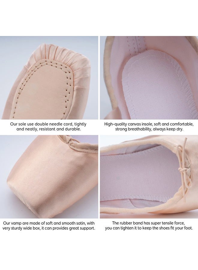 DoGeek Satin Pointe Shoes for Girls and Ladies Professional Ballet Dance Shoes with Ribbon for School or Home (Choose One Size Larger) Pink - Image 5