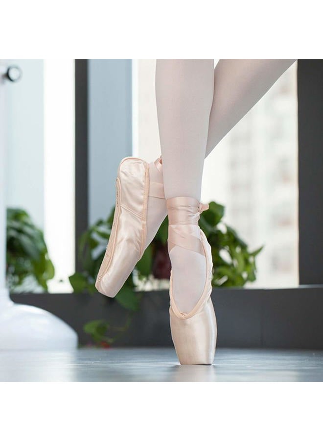 DoGeek Satin Pointe Shoes for Girls and Ladies Professional Ballet Dance Shoes with Ribbon for School or Home (Choose One Size Larger) Pink - Image 3