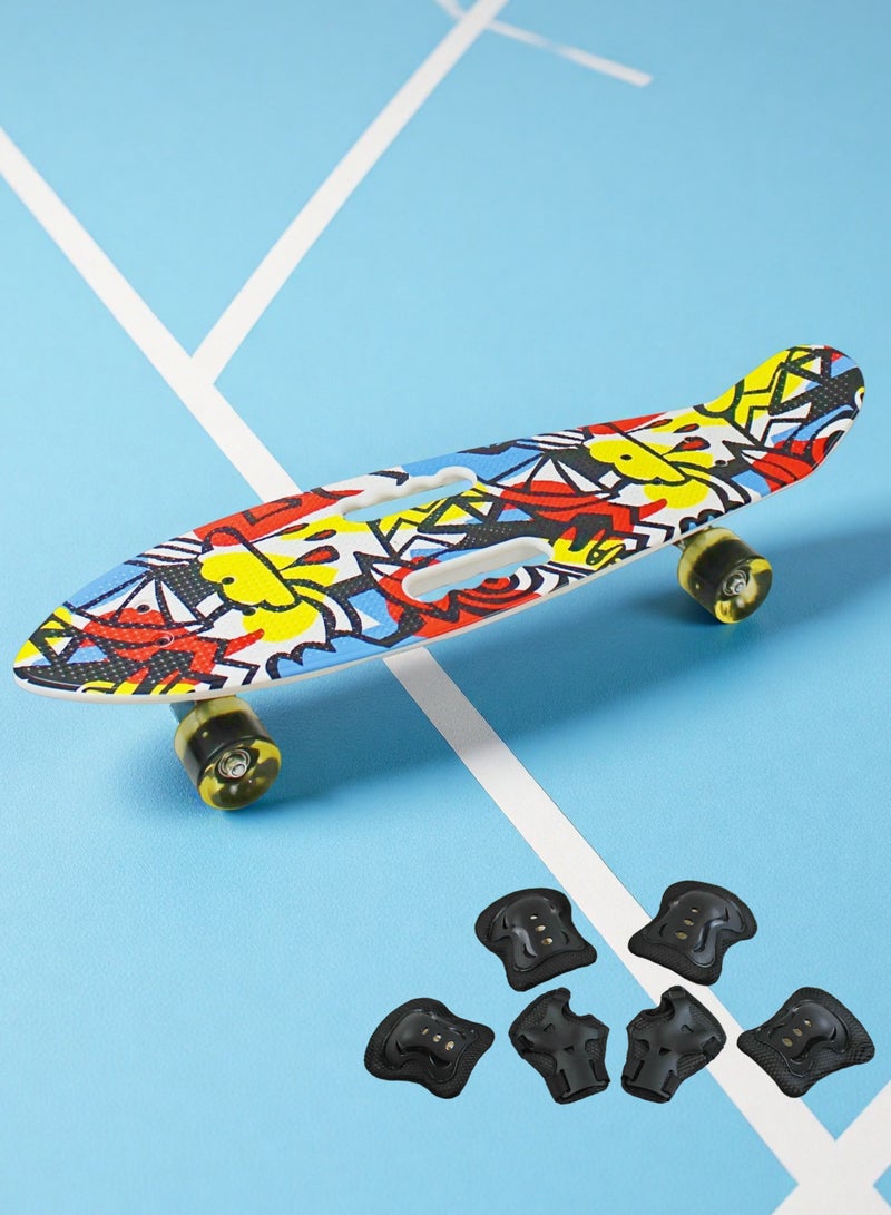 إيزي فيتشور لوح تزلج EASY FUTURE Penny Board للأطفال من سن 6 إلى 12 عامًا - لوح تزلج قصير كامل Cruiser Board للشباب والمراهقين والمبتدئين بما في ذلك مجموعة معدات الحماية - Image 1