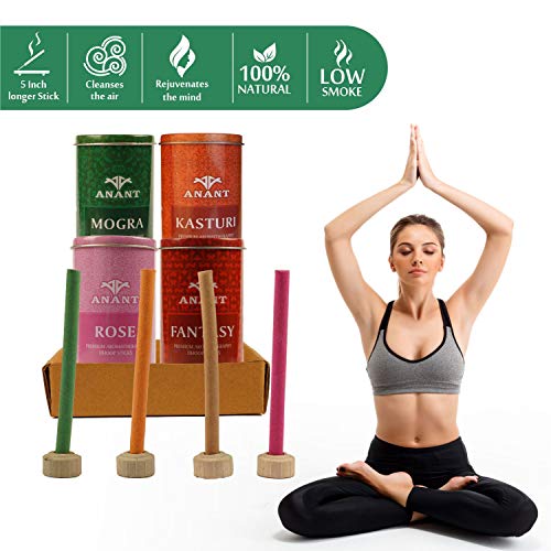 Anant Aromatic Rose, Fantasy, Mogra, Kasturi Incense Dhoop Sticks Combo with Holder - Pack of 4 (35 Stick Each) - Image 3