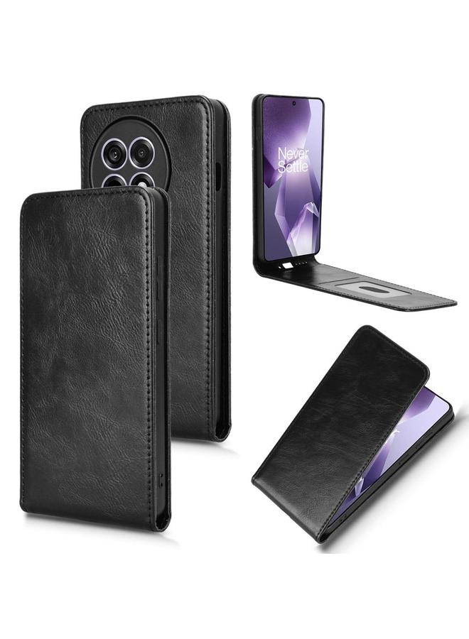 Zaboon For OnePlus Ace 5 / Ace 5 Pro Magnetic Vertical Flip Leather Phone Case(Black) 
