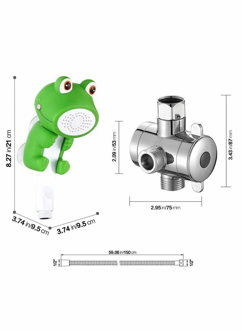 Children's Handheld Shower Head,Cartoon Water Flow Spray Head Baby Kids Toddler Bath Bathing Accessories (Showerhead+Bracket+Hose+Diverter) - Image 5