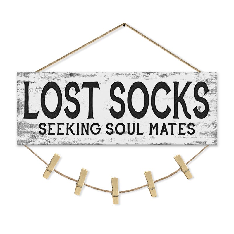 Laundry Sign Wall Decor Lost Socks Laundry Sign Rustic Sign Wall Art for Washroom Bathroom Lost Socks Decorative 6x145