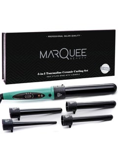 Marquee Beauty Professional Salon 8 Piece Flat And Curling Iron Set 5 Interchangeable Ceramic Tourmaline Barrels Heat Protectant Glove Black 