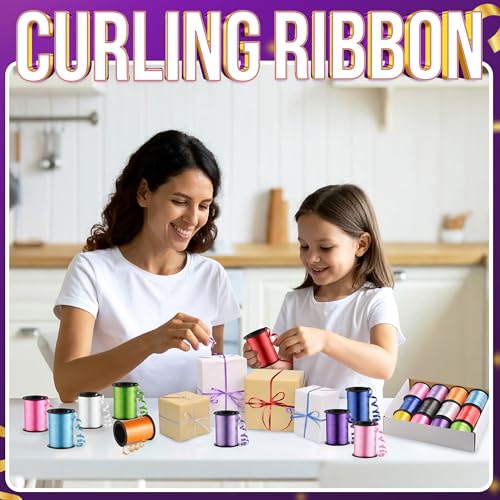 Bedwina 12-Rolls Curling Ribbon for Gift Wrapping - 3/16in x 125 Feet Per Roll - Curling Balloon String Ribbon Set for Presents, Bows, DIY Arts & Crafts, Wedding, Happy Birthday Decorations, Assorted Colors - Image 4