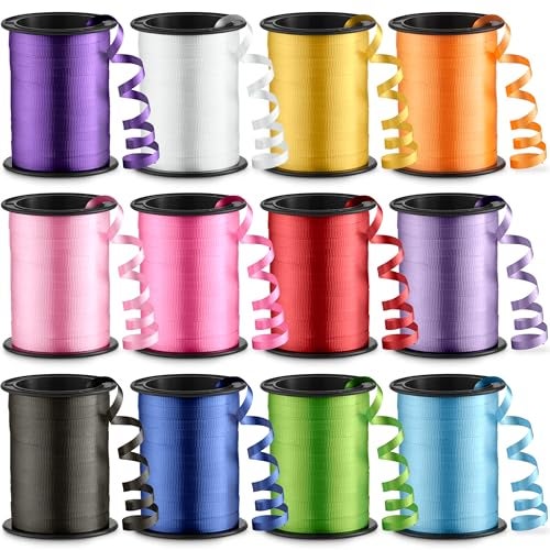 Bedwina 12-Rolls Curling Ribbon for Gift Wrapping - 3/16in x 125 Feet Per Roll - Curling Balloon String Ribbon Set for Presents, Bows, DIY Arts & Crafts, Wedding, Happy Birthday Decorations, Assorted Colors - Image 1