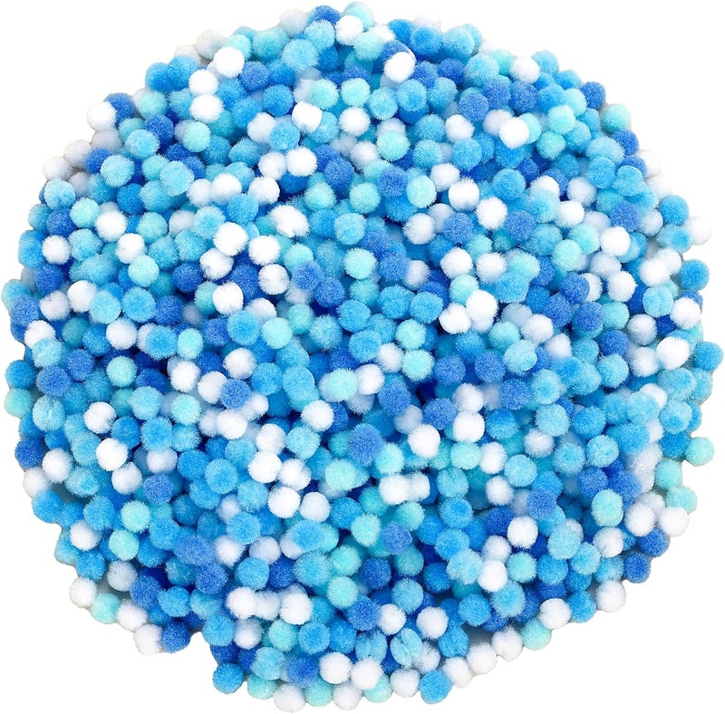 Caydo 1200 Pieces 1cm Blue Series Pom Poms, Small Pompom Balls for Kids Creative Arts & Crafts Projects Making and DIY Decorations - Image 1