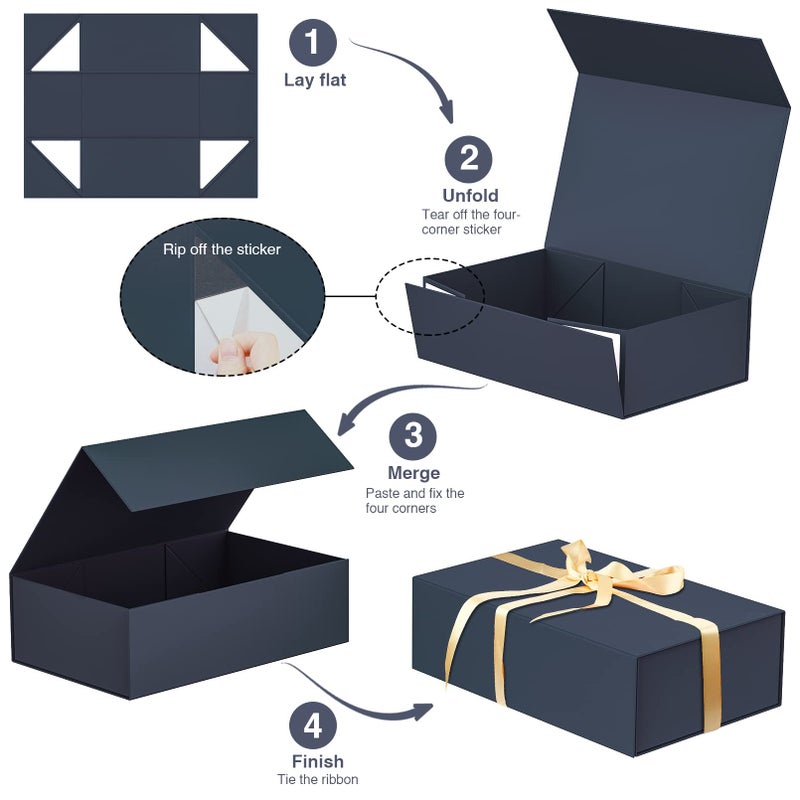 HavrePac Luxury Large Gift Box 13.8"x9"x4.3" Storage Box Ribbon Magnetic Closure for Luxury Packaging Box for Valentine's Day,Mother's Day, Birthdays, Bridal Gifts,Weddings - Image 3
