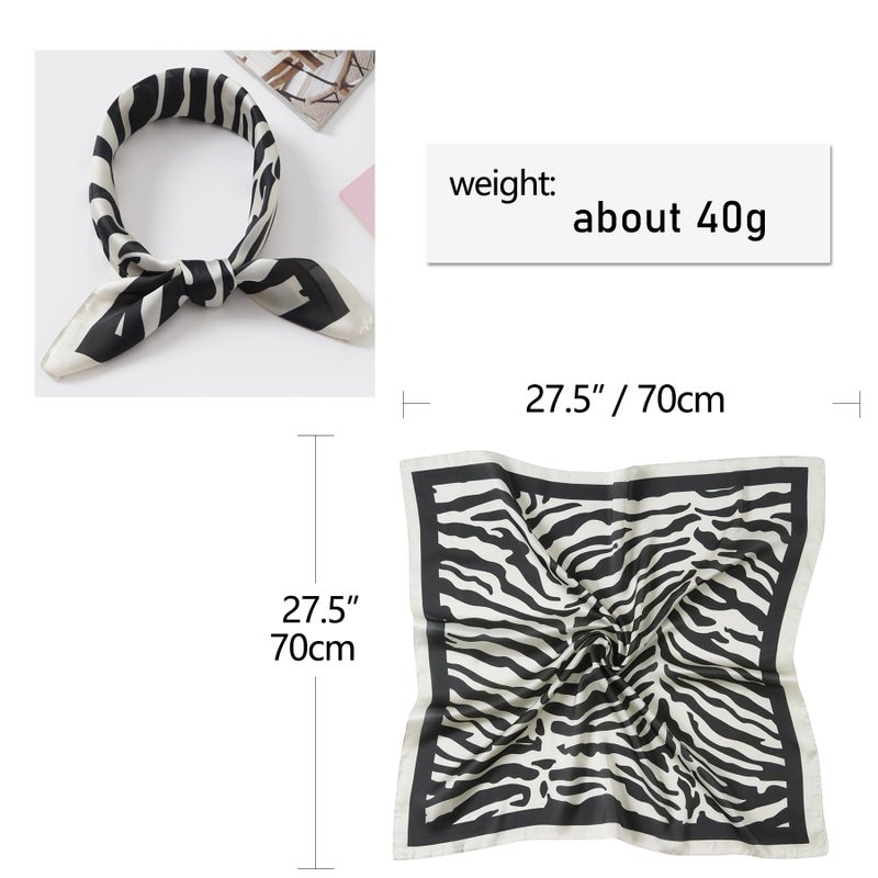 CHUNG Women's Scarf Hair Bandanas Square 27.5" Satin Wrap Fashion Pattern Scarves Emulation Silk Handbag Ribbons Necktie (Zebra Stripe) - Image 4