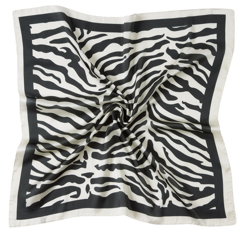 CHUNG Women's Scarf Hair Bandanas Square 27.5" Satin Wrap Fashion Pattern Scarves Emulation Silk Handbag Ribbons Necktie (Zebra Stripe) - Image 1