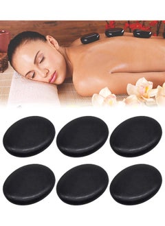 HS 6 Pcs Hot Massage Stones Smooth Natural Basalt SPA Hot Rocks Suitable for Relieving Muscle Tension Relaxing Body and Healing Mind  - Image 1