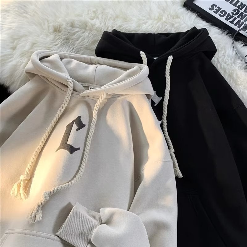 Hooded sweater mens autumn Hong Kong style loose letter foam printed top clothes Korean style trendy all-match fashion brand coat Black - Image 4