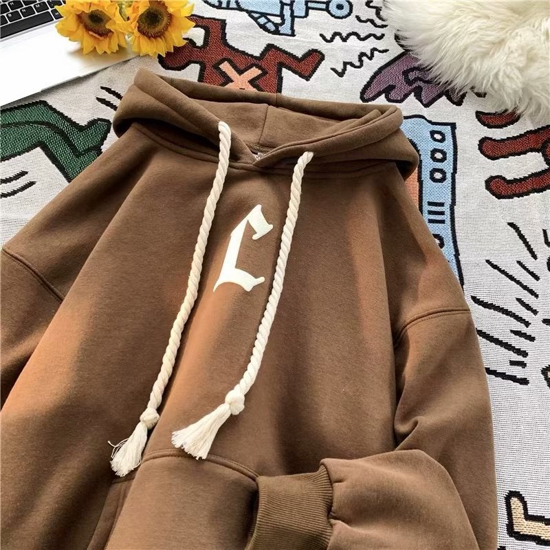 Hooded sweater mens autumn Hong Kong style loose letter foam printed top clothes Korean style trendy all-match fashion brand coat Black - Image 2