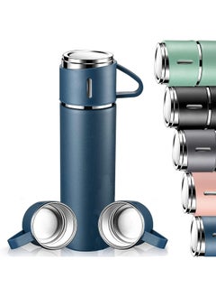 YANEK YANEK 500ml Stainless Steel Vacuum Thermos flask with Silicone Handle and Insulated Water bottle with 2 stainless steel cups set for Hot and Cold Outdoor travel | Gift box (2 PACK, BLUE)  - Image 1