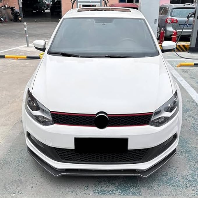 FINMOKAL Car Front Bumper Lip Chin Splitter Spoiler Air Dam Body Kit Compatible with VW Polo MK5 6R GTI 2010-2014, Carbon Fiber Look - Image 3