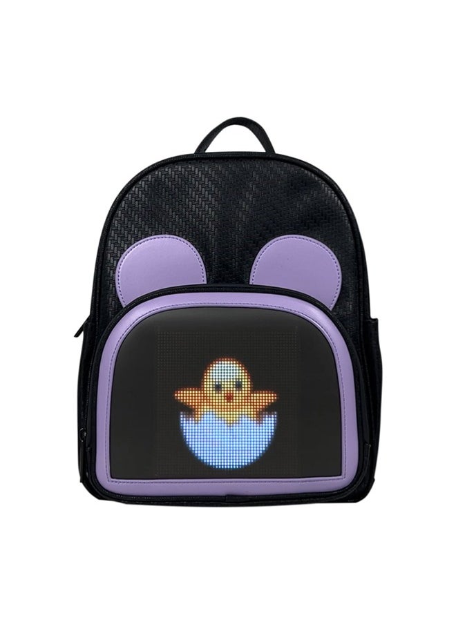 OASIS DESERT Trend LED Backpack Bluetooth DIY Luminous Cool Display Smart Screen Backpack (Purple + Black)  - Image 1