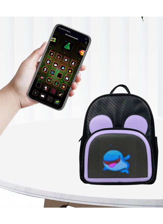 OASIS DESERT Trend LED Backpack Bluetooth DIY Luminous Cool Display Smart Screen Backpack (Purple + Black)  - Image 2