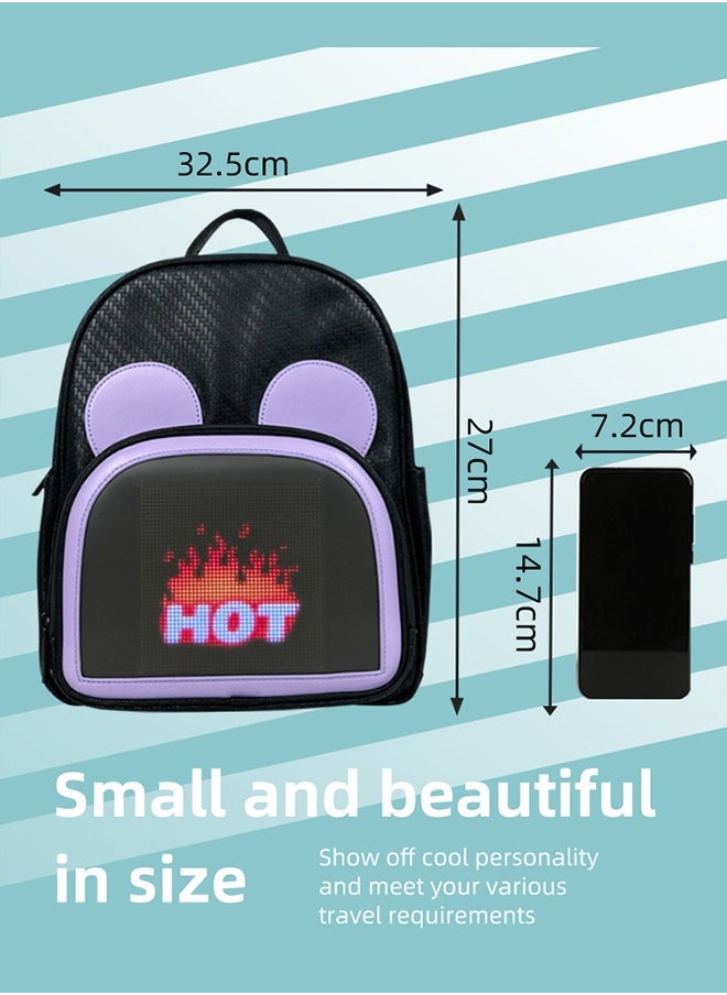 OASIS DESERT Trend LED Backpack Bluetooth DIY Luminous Cool Display Smart Screen Backpack (Purple + Black)  - Image 4