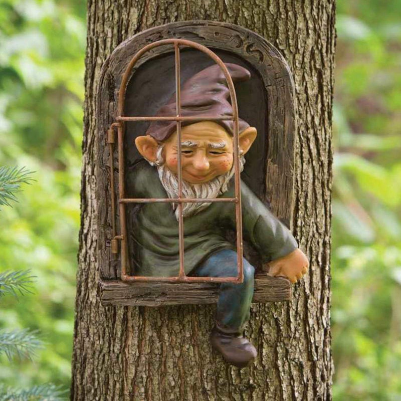 Garden Gnomes Elf Out The Door Tree Hugger Faces Decor Outdoor 3D Dwarves Sculpture Peeker Figurine Yard Art Decoration